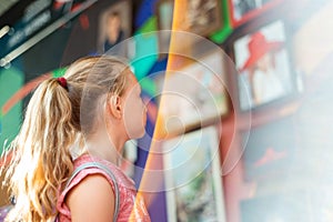 Girl at the exhibition of paintings, the cultural development of the young generation