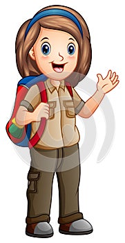 A girl in explorer outfit with backpack