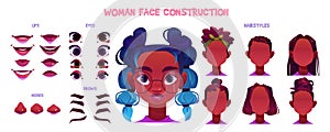 Girl face construction kit - cartoon facial parts