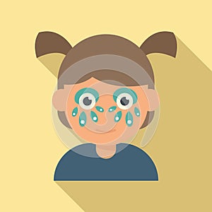 Girl face painting icon flat vector. Child paint