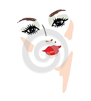 girl face red lips minimal bright