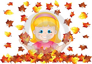 Girl with Fall Leaves