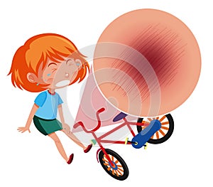 A girl falling off the bike