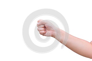 Girl fat hand fist isolated