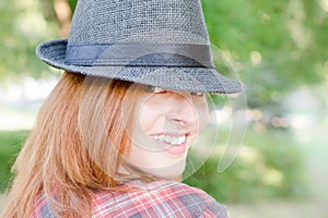 Girl with fedora hat