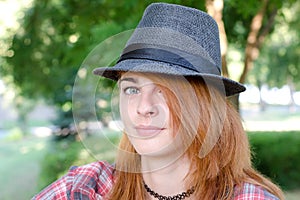 Girl with fedora hat