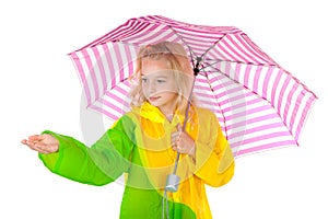 Girl feel if it is raining photo