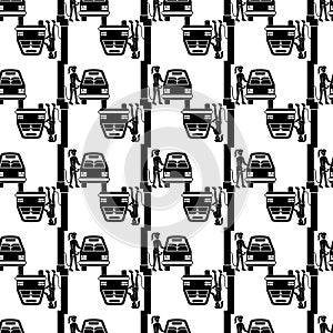 Girl fill up car pattern seamless vector