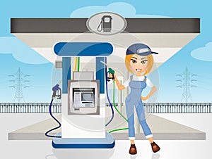 Girl filling-station attendant