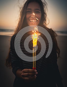 Girl with Fireworks