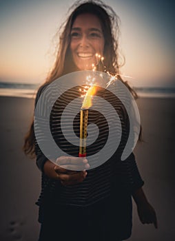 Girl with Fireworks