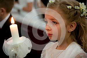 Girl at first holy communion