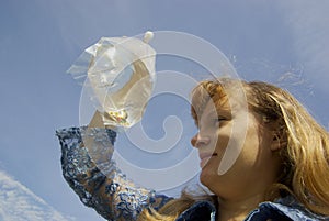 Girl with fishes photo