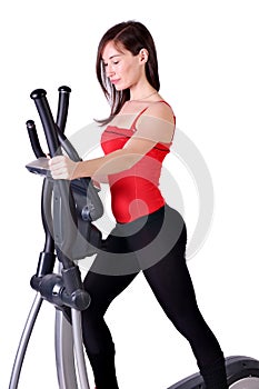 Girl fitness exercise cross trainer