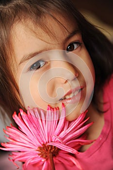 A girl with a flower photo