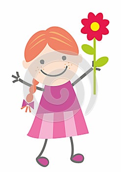 Girl and flower, conceptula vector illustration, eps.