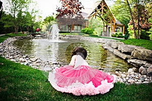 Girl in flower garden