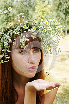 Girl in flower garland