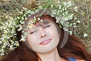 Girl in flower garland