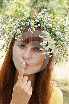 Girl in flower garland