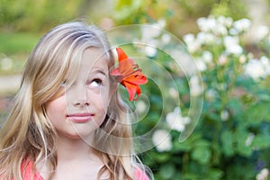 Girl with flower in hair