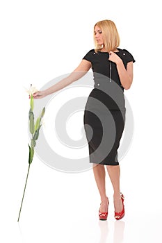 Girl with a flower lily