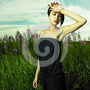 Girl in flower meadow