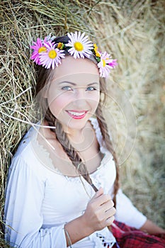 Girl with flower wreath