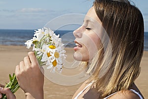 girl with flowers