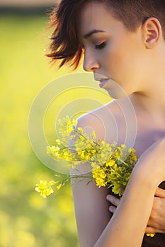 Girl with flowers.