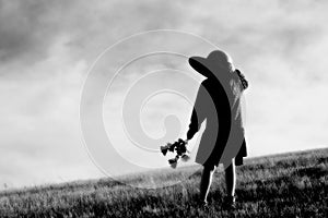 Girl with Flowers and Hat