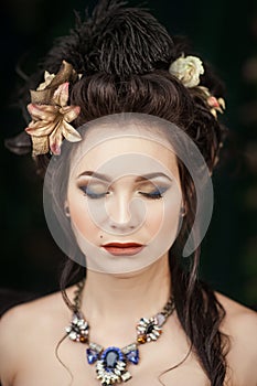 Girl in with flowers in her hair