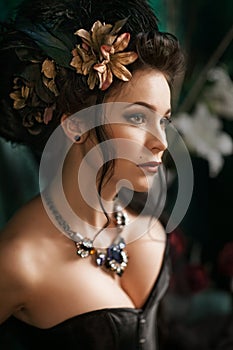 Girl in with flowers in her hair