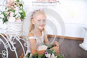 Girl with flowers for mother