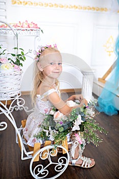 Girl with flowers for mother