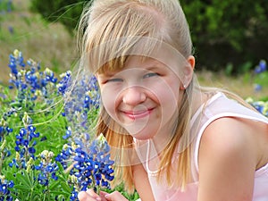 Girl in flowery meadow