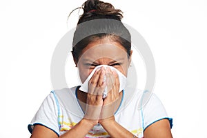 Girl with flu symptom