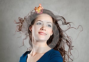 Girl with fly-away hair