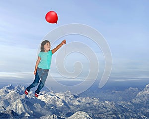 Girl Flying, Imagination, Red Balloon