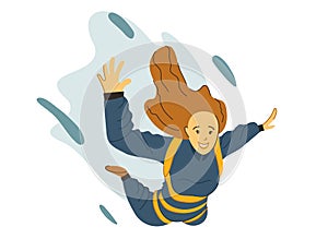 Girl flying in the sky with a parachute