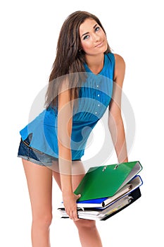 Girl with folders