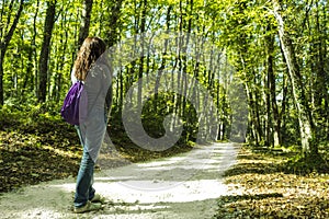 A girl in the forest