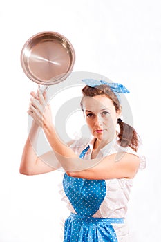 Girl with a frying pan