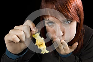 Girl Full Eating Apple