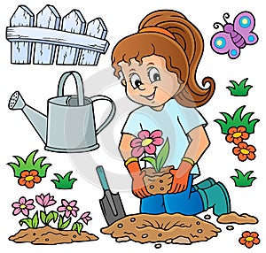 Girl gardener theme set 1