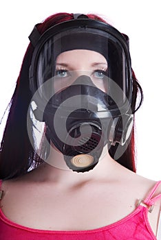 The girl in gas mask