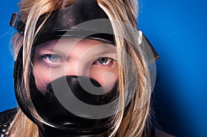 Girl in gasmask