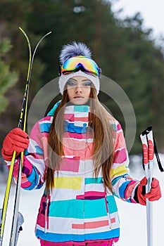 Girl in gear for skiing