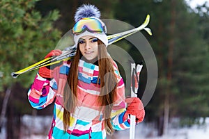 Girl in gear for skiing