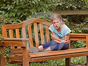 Girl Getting Angry on Park Bench